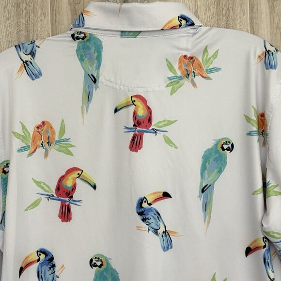 Chubbies Performance Polo 2.0 Shirt Men’s Small The Dude Where's Macaw Parrots - Picture 10 of 16